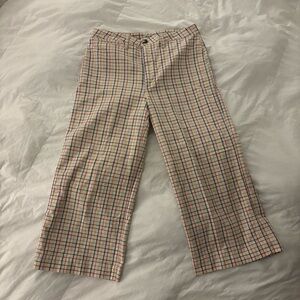 Madewell Plaid Wide-Leg Capri Pants | Size 30